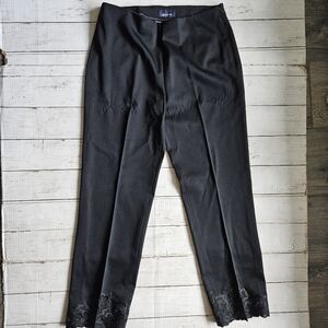 Jones New‎ York Signature Black Pants With Embroidery At Ankles Wool Blend Sz 6